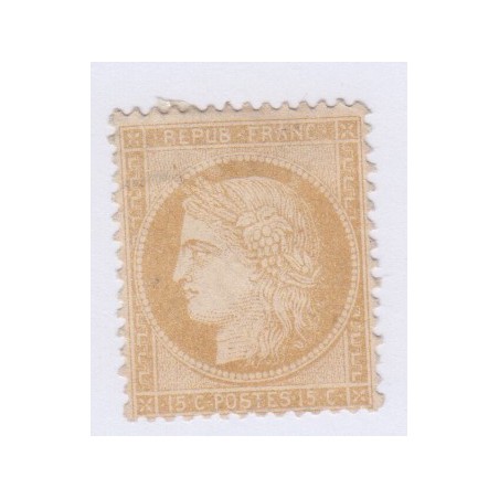 Timbre n°55, 15 c. bistre, 1873, neuf sans gomme cote 180 Euros  lartdesgents