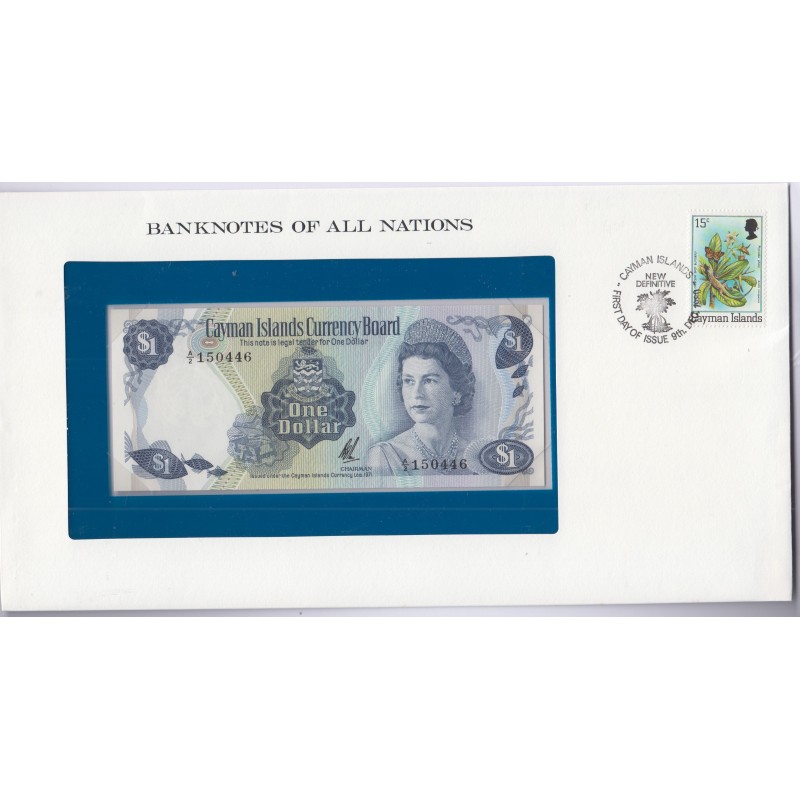 Iles caïman- 1 Dollar - 1971 - P1b - dans enveloppe 1er jour,  lartdesgents