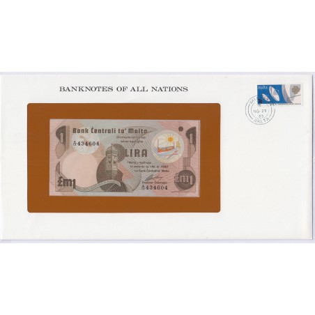 Malte - 1 Pound - 1967 - dans enveloppe 1er jour,  lartdesgents
