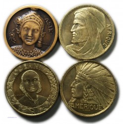 Série des 4 Médailles Coloniale de 1931 Asie, Océanie Amérique Afrique