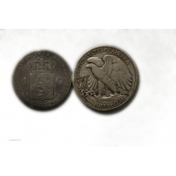 Nederland et USA 1 GULDEN 1848+ HALF $ 1942 S, lartdesgents