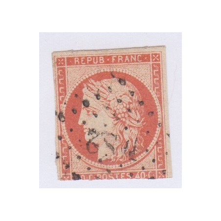 Timbre N°5 type Cérès -  40 c. orange - oblitéré - cote 500 Euros - signé Calvès - l'art des gents