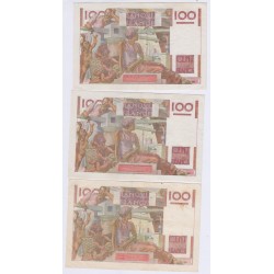 France - Lot 3 Billets 100 Francs Paysan  - SUP+, lartdesgents