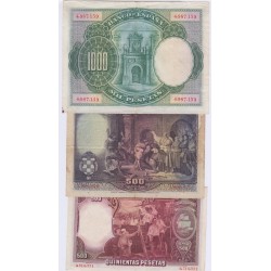 Espagne - Lot 3 Billets, 500 pesetas1928 + 1931 et 1000 pesetas 1925 lartdesgents.fr