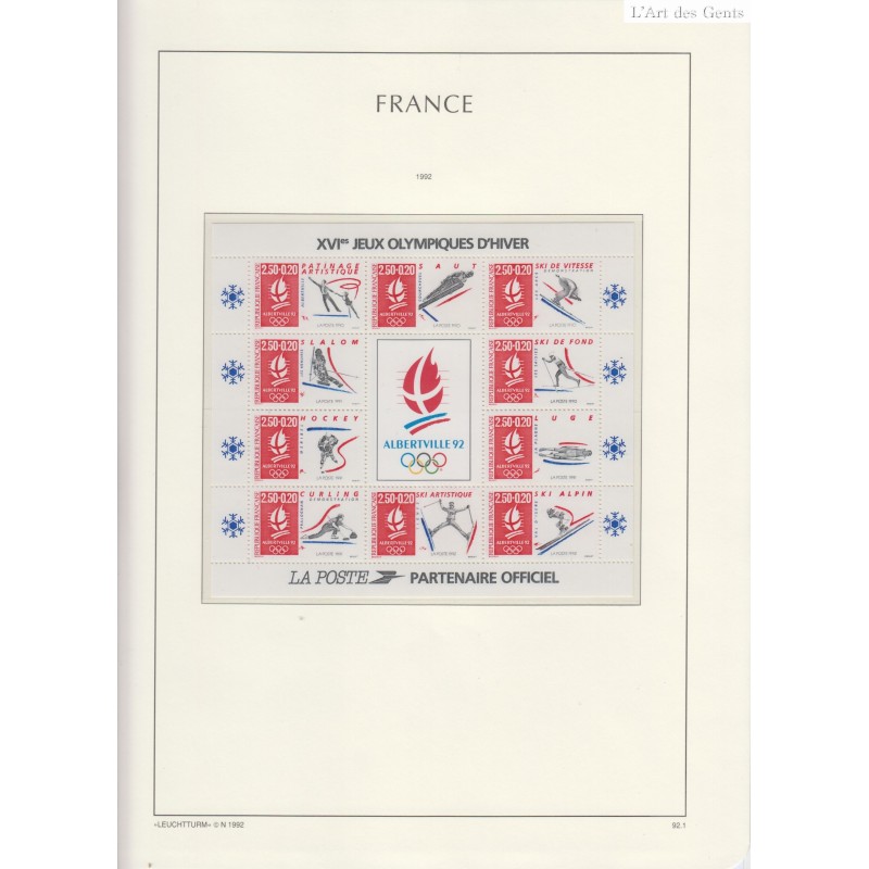 Timbres Année 1992 N°2736 à  N°2784 sur 5 feuilles Leuchtturm - Neufs** - cote 84.20 Euros lartdesgents