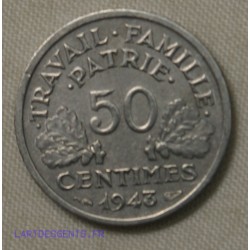 France Bazor - 50 centimes 1943 B, Jolie monnaie, lartdesgents