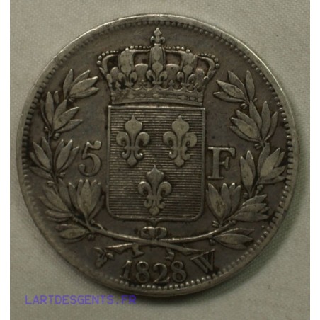 FRANCE Charles X -  Écu 5 Francs 1828 W Lille, lartdesgents.fr