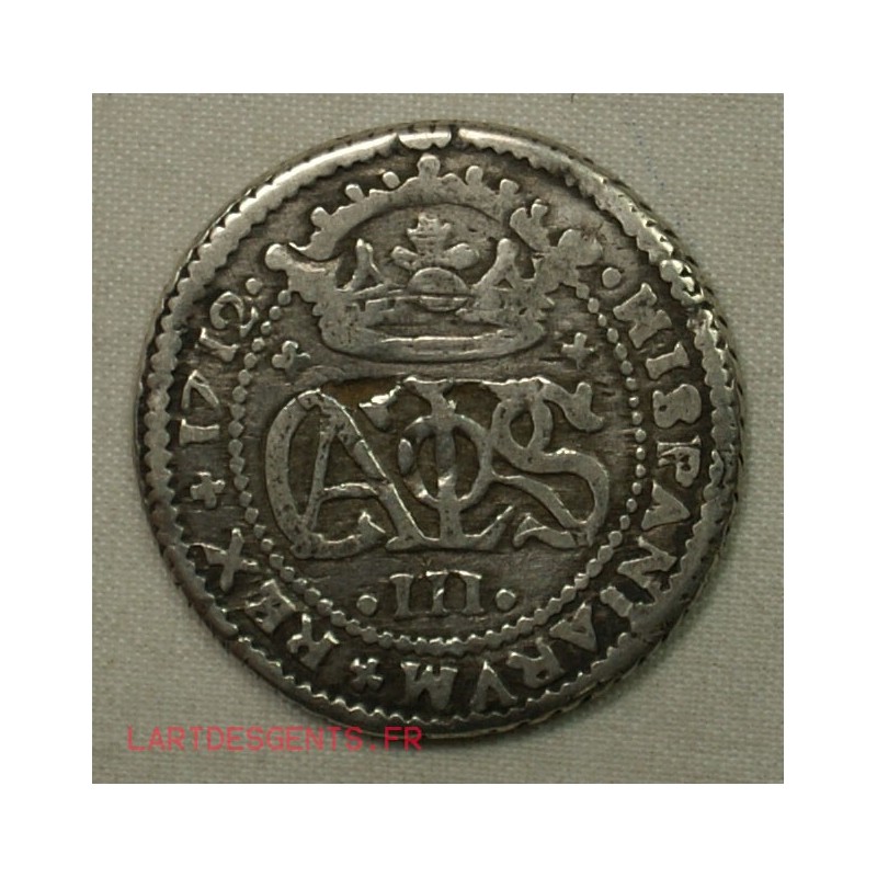 Spain - 2 réales 1712 Barcelone Carolus III, lartdesgents.fr