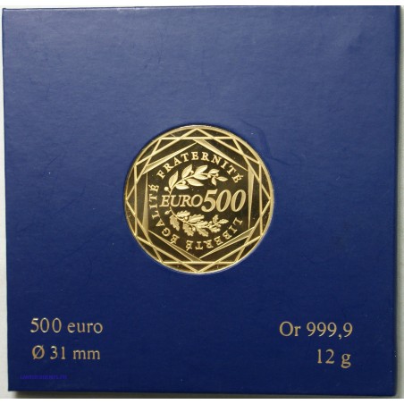 France Euro 500 € 2010 BU or 999/00 24k, lartdesgents.fr