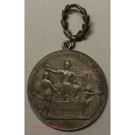 Médaille en argent Paris 1911, Travail dévouement fidélité par vernon, lartdesgents.fr