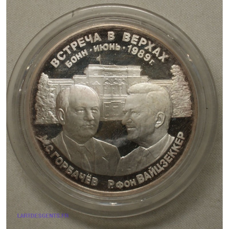 RUSSIE : ARGENT Médaille 1989 "Gorbatchev-Weizsäcker 1 oz"  lartdesgents