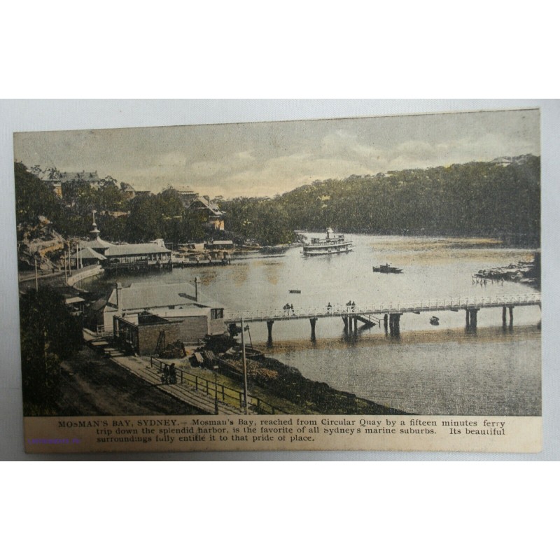 Postcard AUSTRALIA MOSMAN'S BAY SIDNEY 1906 With taxe stamp T10