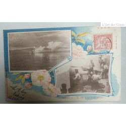 Postcard CHINA Bombardement of Land Fort by one of our cruisers 1906