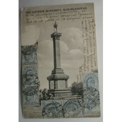 CPA - Inde monument de Lodwick , Mahableshwar , cachet timbre TAXE  1906