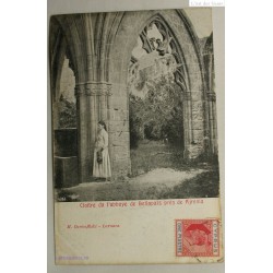 Postcard Cloitre da l'abbaye de Bellapaïs, près de Kjrenia. 1906 Stamp of CYPRUS