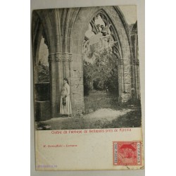 Postcard Cloitre da l'abbaye de Bellapaïs, près de Kjrenia. 1906 Stamp of CYPRUS