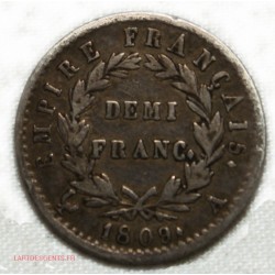 Demi franc 1809 A  Napoléon Ier Empereur, lartdesgents.fr