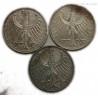 Germany- FUNF 5 Mark 1951F, 1963F, 1967F lartdesgents