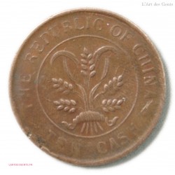 CHINA République - 10 CASH (ND 1920) RARE Varieté Coin retourné 45°