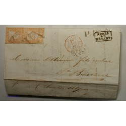 Suisse Lettre 20Rp orange,1856 2 ex. obl. grille sur lettre pour les Alpes SUPERBE