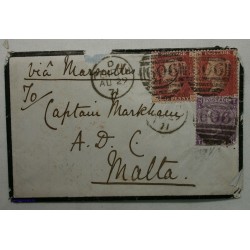 lettre Londres vers MALTE via MARSEILLE 1871 cachet et courrier à voir (4)