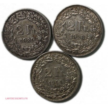 Suisse lot de 2 Francs 1920 1928 1944, lartdesgents.fr