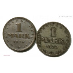 GERMANY - 1 mark 1924 D + 1 mark 1924 E, lartdesgents.fr