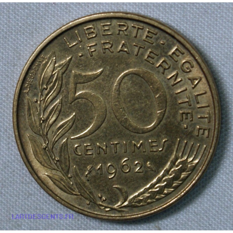 50 centimes 1962 4 plis Marianne Lagriffoul, cote 260€, lartdesgents.fr
