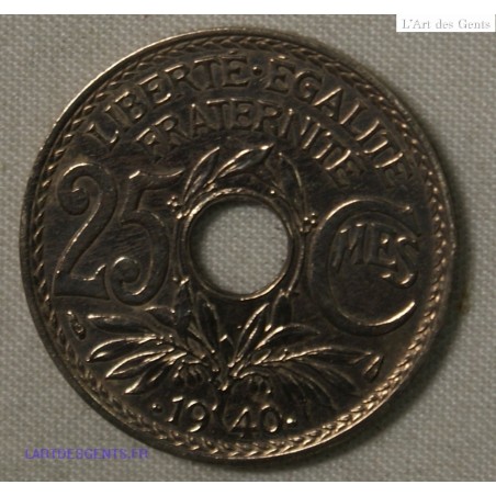 25 centimes 1940 Lindauer, cote 80€, lartdesgents