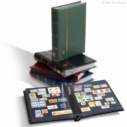 Classeur pour timbres PREMIUM A4 rouge, 64 pages noires avec bandes, intercalaires rhodoid, Leuchtturm - lartdesgents.fr