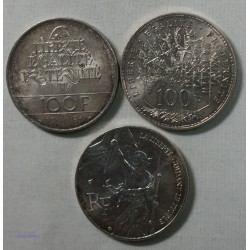 3 pièces différentes de 100 Francs argent, lartdesgents.fr