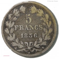 Louis Philippe Ier- 5 Francs 1836 ROUEN, lartdesgents.fr