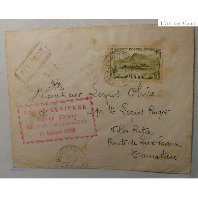 Réunion: Lettre  Réunion Madagascar 12-07- 1938 Voyage d'étude, lartdesgents.fr