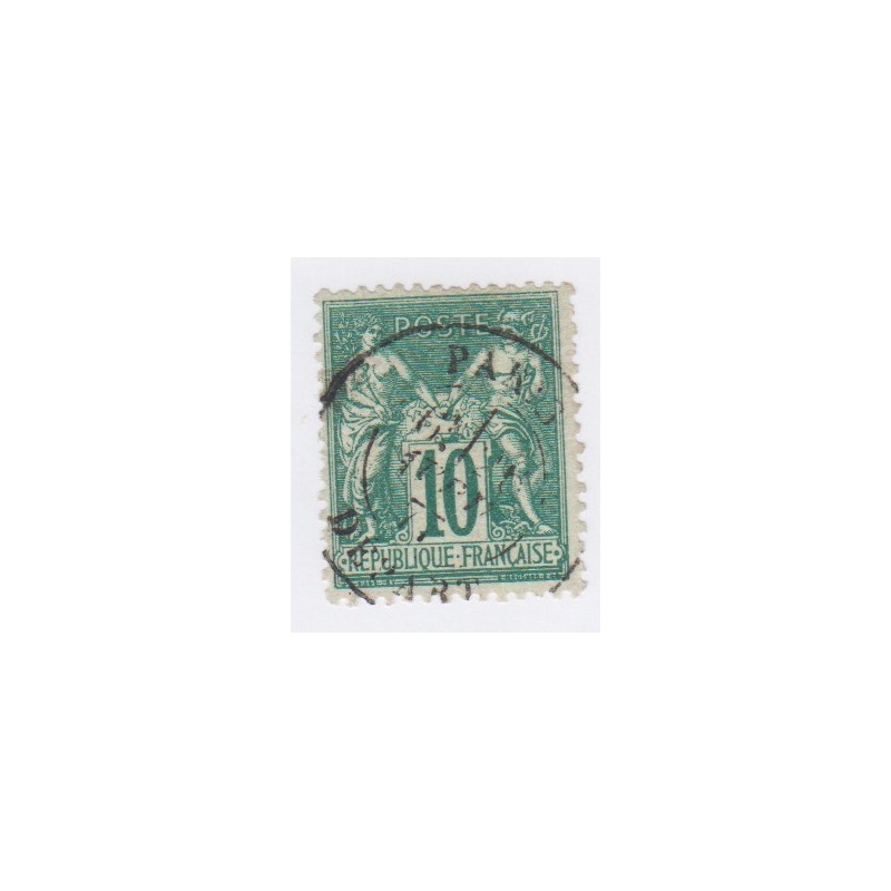 Timbre France N°76 - 10 c. vert -Type Sage (TypeII)  Oblitéré - cote 325 Euros lartdesgents.fr