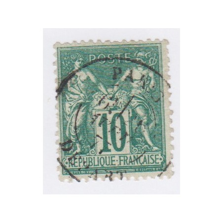 Timbre France N°76 - 10 c. vert -Type Sage (TypeII)  Oblitéré - cote 325 Euros lartdesgents.fr