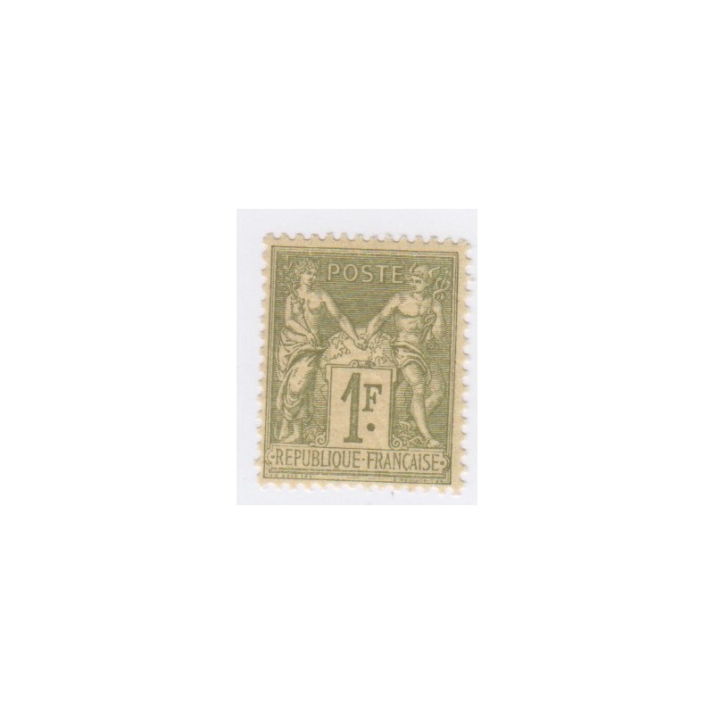 Timbre France N°82 - 1f. olive clair  -Type Sage (Type II)  Neuf** - cote 337 Euros lartdesgents