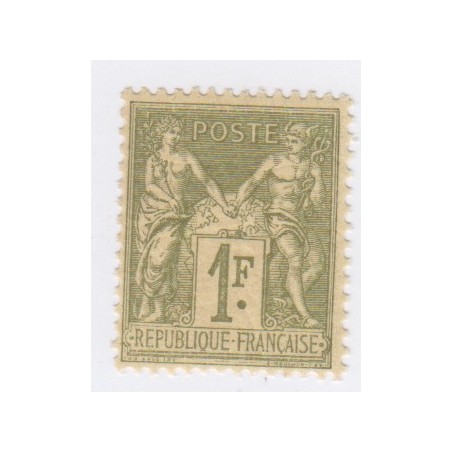 Timbre France N°82 - 1f. olive clair  -Type Sage (Type II)  Neuf** - cote 337 Euros lartdesgents
