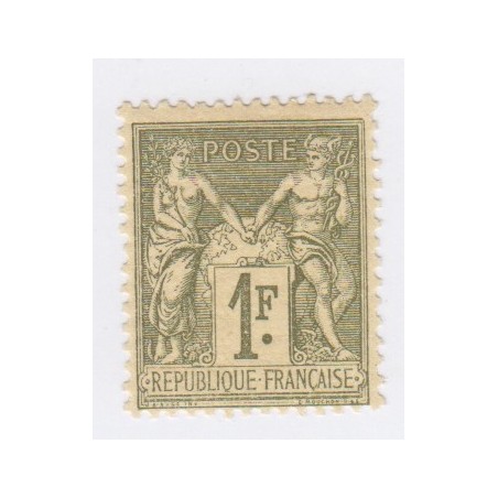 Timbre France N°82 - 1f. olive clair  -Type Sage (Type II)  Neuf* - cote 225 Euros lartdesgents.fr