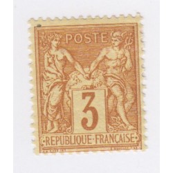 Timbre France N°86 - 3 c. bistre-jaune  -Type Sage (Type II)  Neuf* - cote 330 Euros lartdesgents.