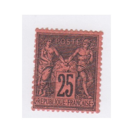 Timbre France N°91 - 25 c. noir s. rouge  -Type Sage (Type II)  Neuf** - cote 2000 Euros lartdesgents.fr