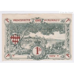 Billet MONACO 1 Franc 1920 série b - sans numéro Presque NEUF lartdesgents.fr