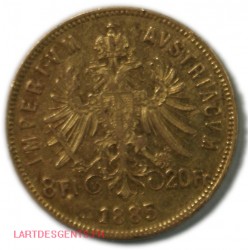 Autriche - 8 Florins/20 Francs 1885 François Joseph Ier 178 318 ex., lartdesgents.fr