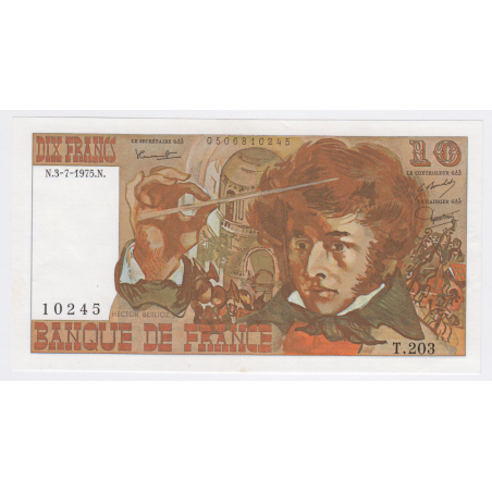 Billet France 10 Francs Berlioz 13-07-1975, T.203 n°10245, Neuf, lartdesgents.fr