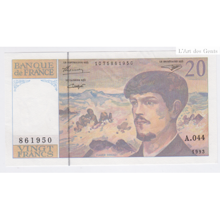 Billet France 20 Francs Debussy 1993, A.044 n°861950, Neuf, lartdesgents.fr