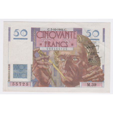 Billet France 50 Francs Le Verrier 3-10-1946, M.39 n°55725, Cote 130 Euros lartdesgents.fr