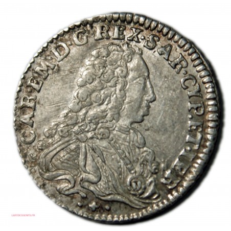 ITALIE - SAVOIE SARDEGNE 1/8 Scudo vecchio 1733 Charles Emanuel II
