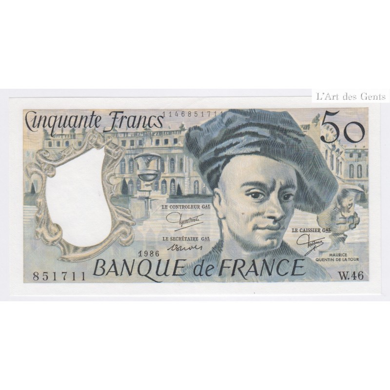 Billet France 50 Francs Quentin de la Tour 1986, W.46 n°851711 lartdesgents.fr