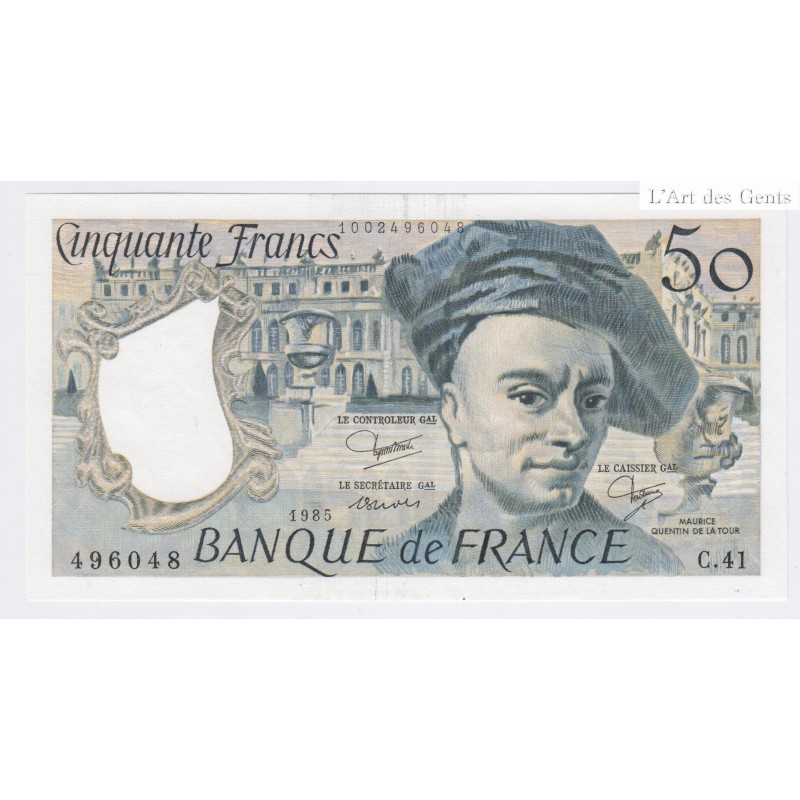 Billet France 50 Francs Quentin de la Tour 1985, C.41 n°496048 lartdesgents.fr