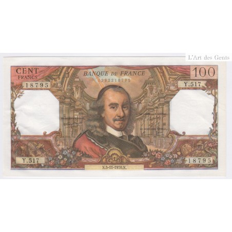 Billet France 100 Francs Corneille 5-11-1970, Y.517  n°18795, SUP+ lartdesgents.fr