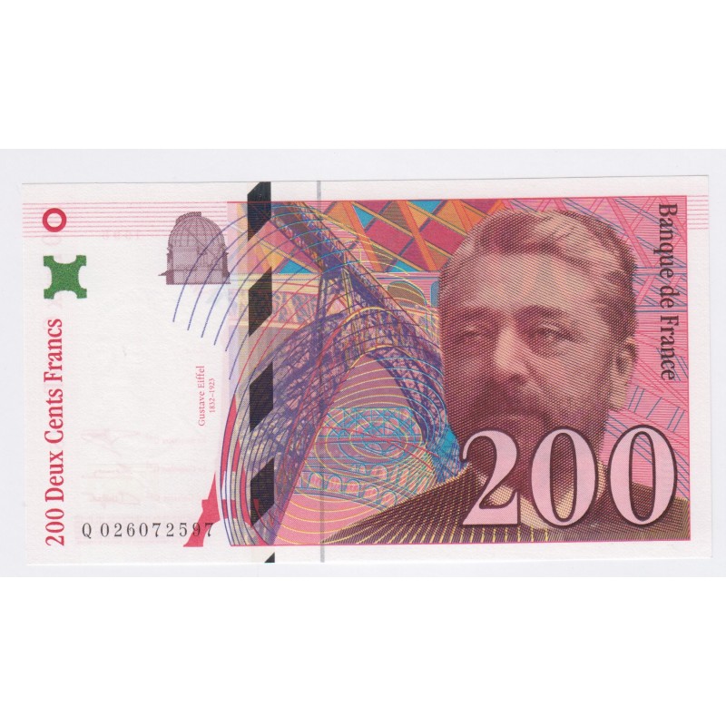 France 200 Francs Eiffel 1996, Q 026072597 , Neuf, Cote 50 Euros, lartdesgents.fr